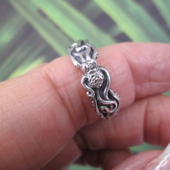 Sterling Silver OCTOPUS Ring>925 Octopus Band,Octopi,Sterling Ring,Wedding Ring - Picture 4 of 6